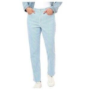 Seven7 Railroad Stripe Light Blue Denim 90s Straight Leg Jeans Size 8